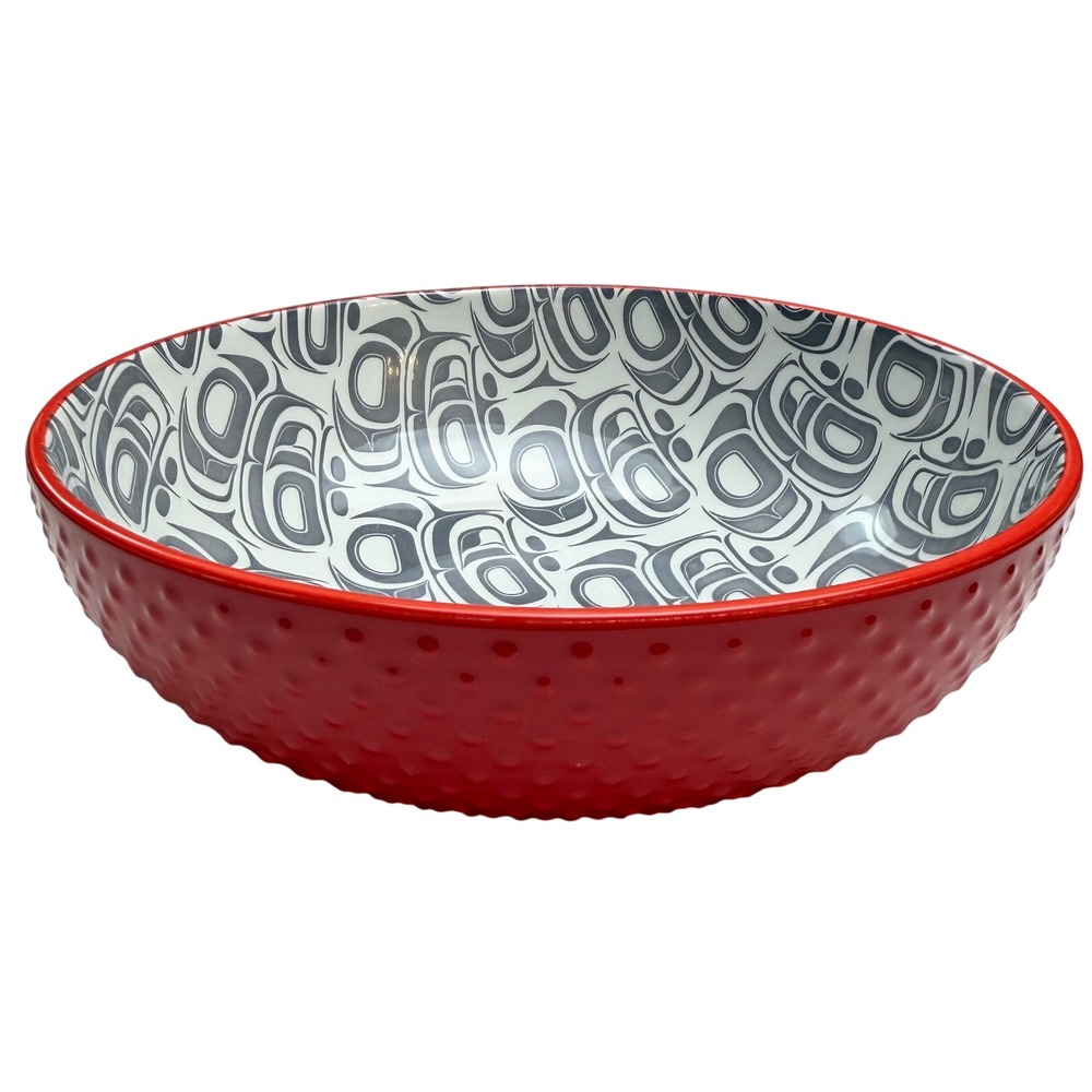 Native Northwest Porcelain Art Bowl Transforming Eagle Ryan Cranmer Red 9.5" NWT